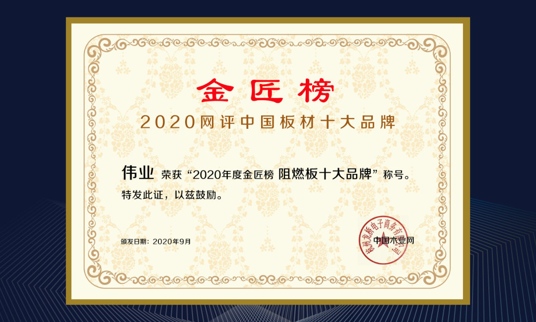 重磅年度盤點|偉業(yè)牌板材2020年度榮譽&大事記